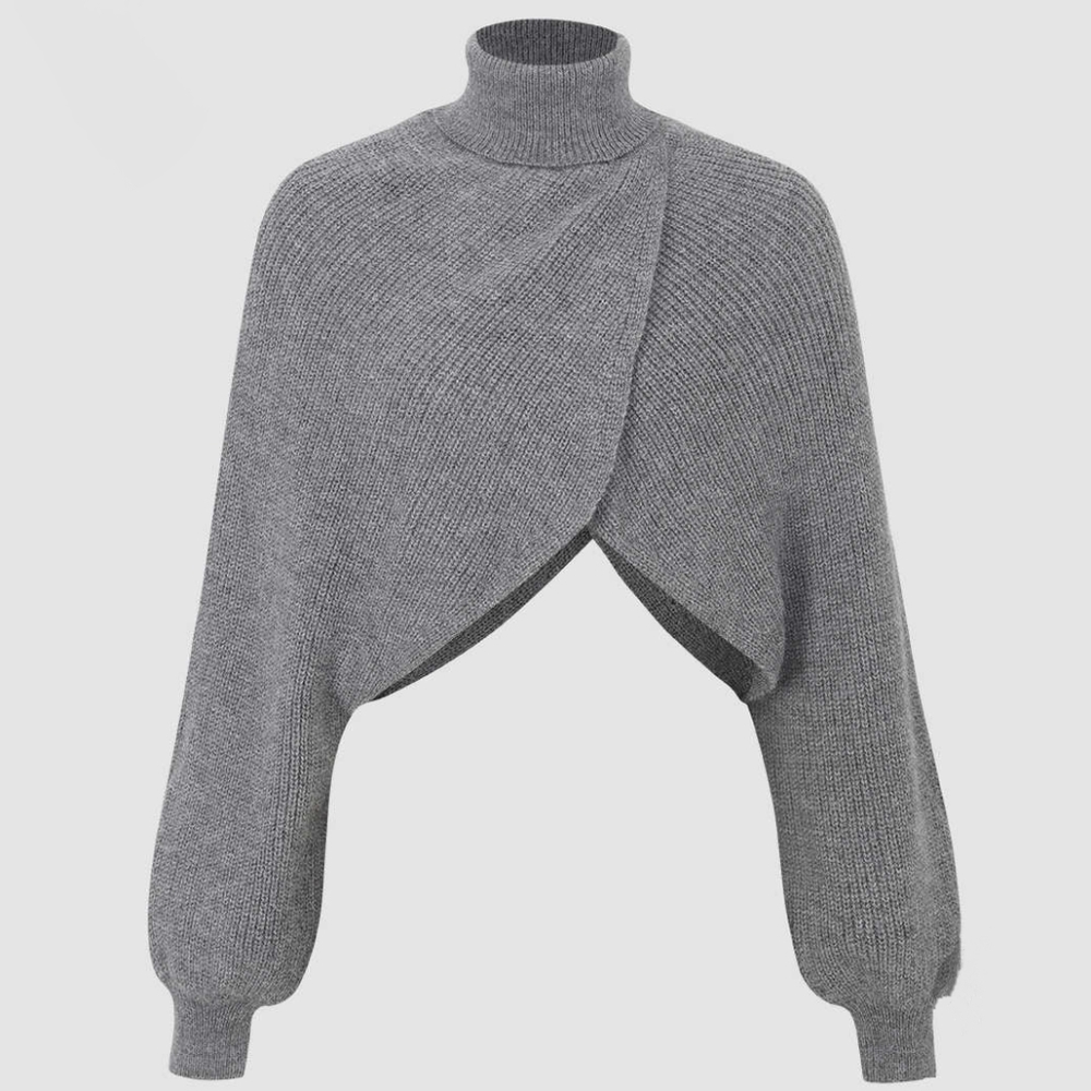 NWT Grey Batwing Sleeve Turtleneck Crop Sweater / XS